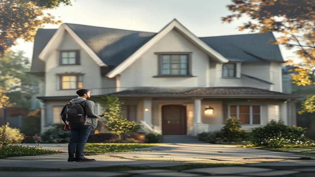 Couple reviewing home listings on a laptop while holding a mortgage calculator, illustrating the buying a house process
