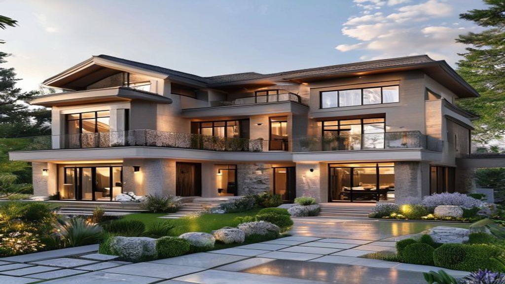 Elegant modern mansion with panoramic views, showcasing luxury homes for sale