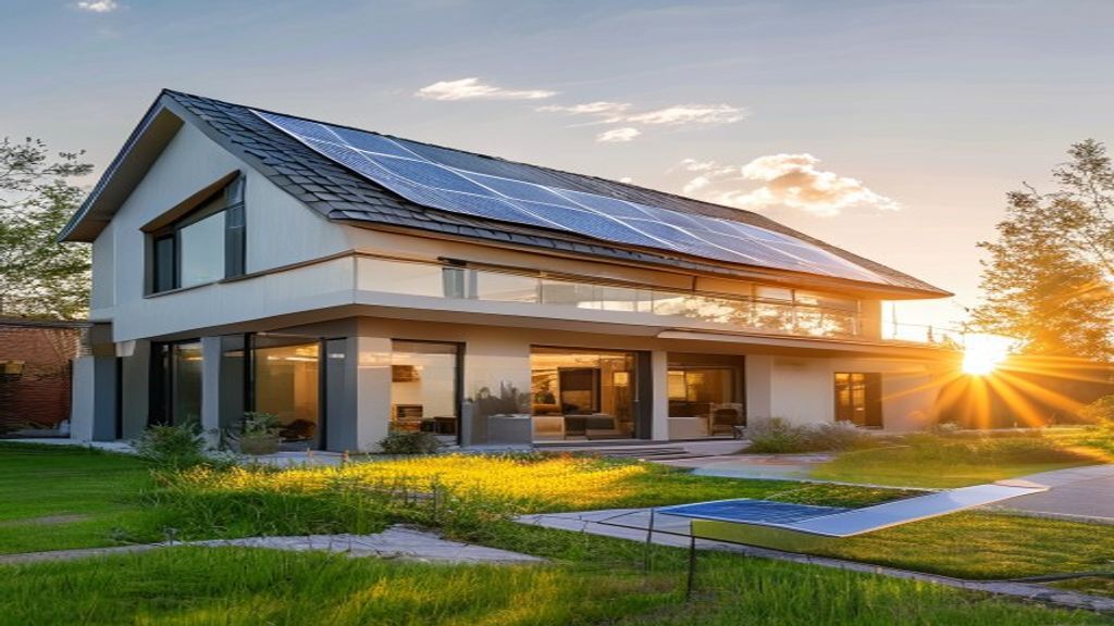 Modern new‑build home featuring sleek architecture, spacious open floor plan, and energy‑efficient design.