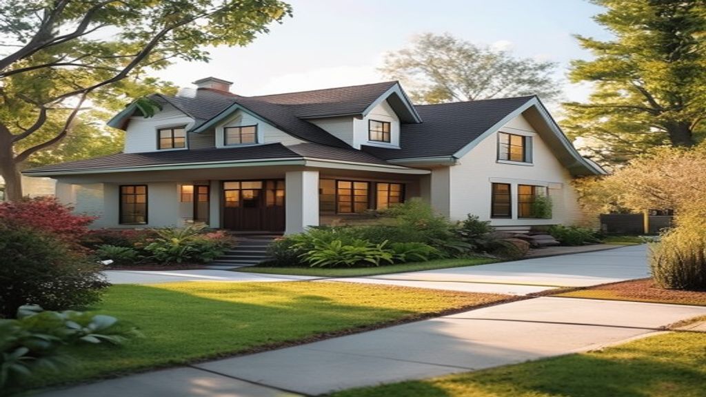 Private property for sale featuring a modern home, landscaped garden, and panoramic views.