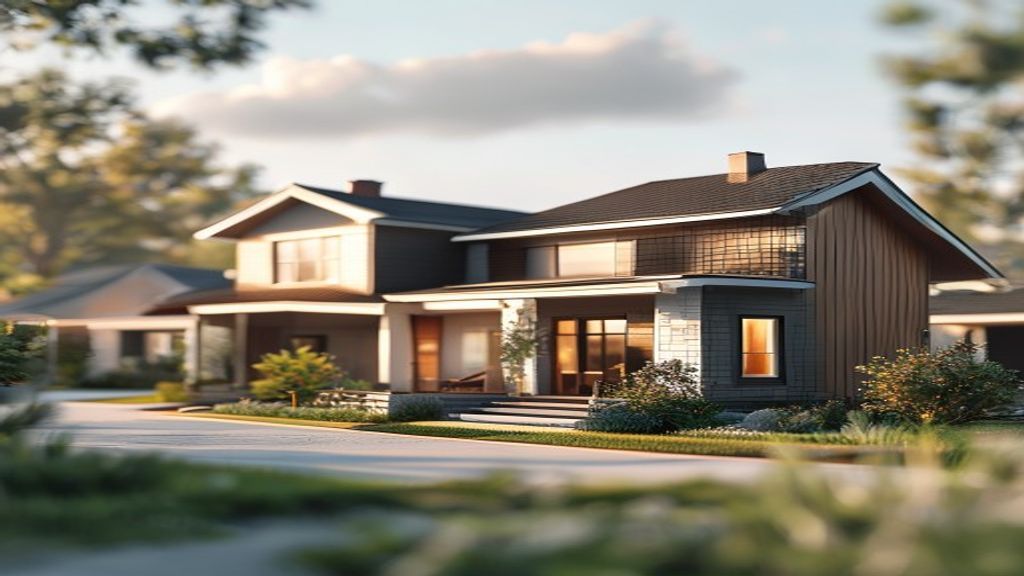 Modern ready-built homes showcasing completed interiors and a landscaped front yard.