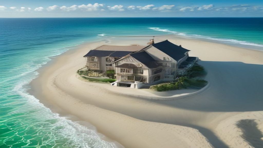 Luxurious beachfront mansion with ocean view, modern architecture, and private pool.