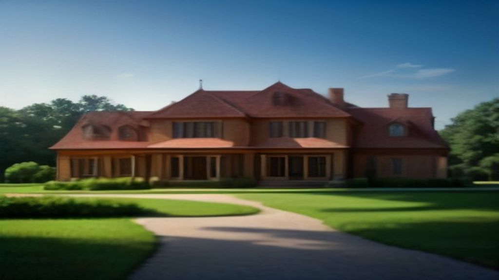 Spacious stone manor amid rolling hills, highlighting upscale country living with manicured gardens and classic design.