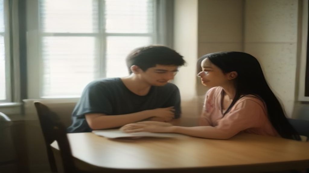 A family standing in front of a cozy rent‑to‑own home, smiling as they discuss their future ownership plans.